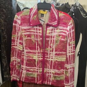 St. John Pink and Green Blazer Lightweight Artistic Design